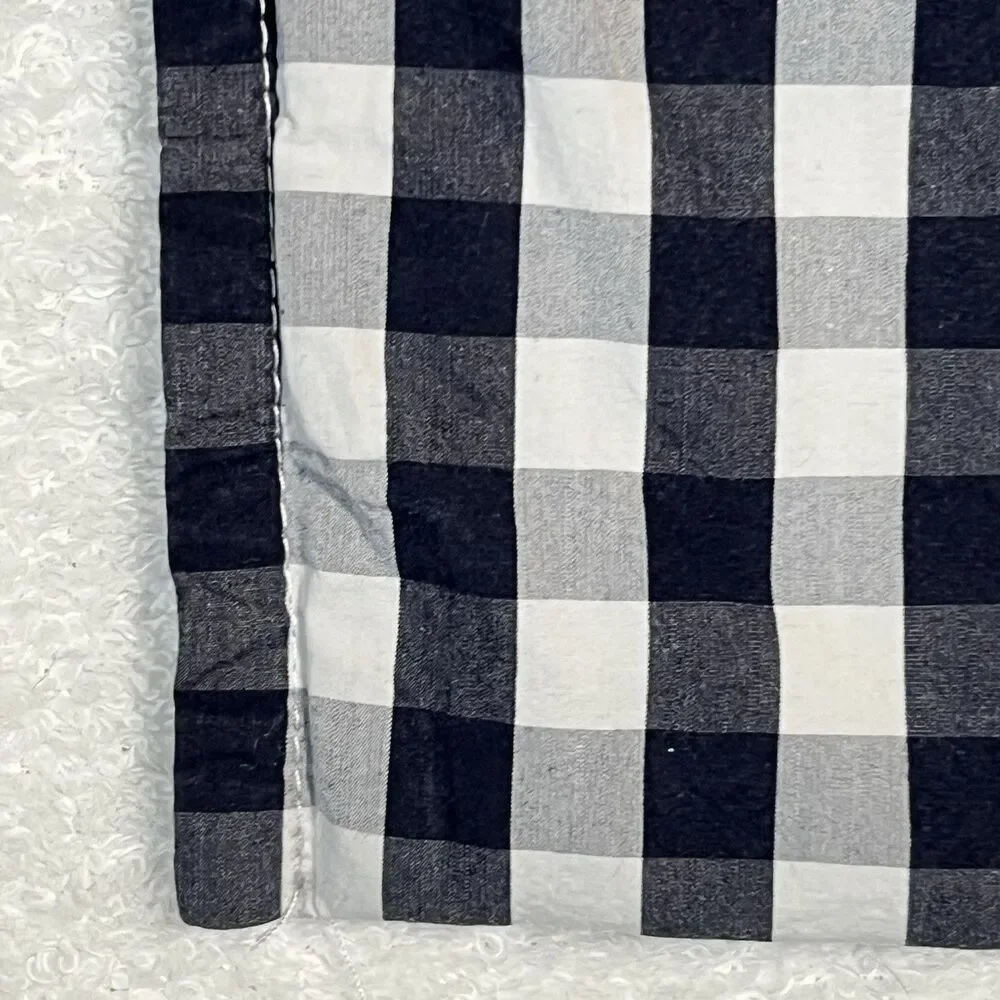 Serena & Lily Full Flat Sheet Pillow Case Set Gingham Navy White Buffalo Check